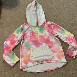 Velour tie dye sequins hoodie